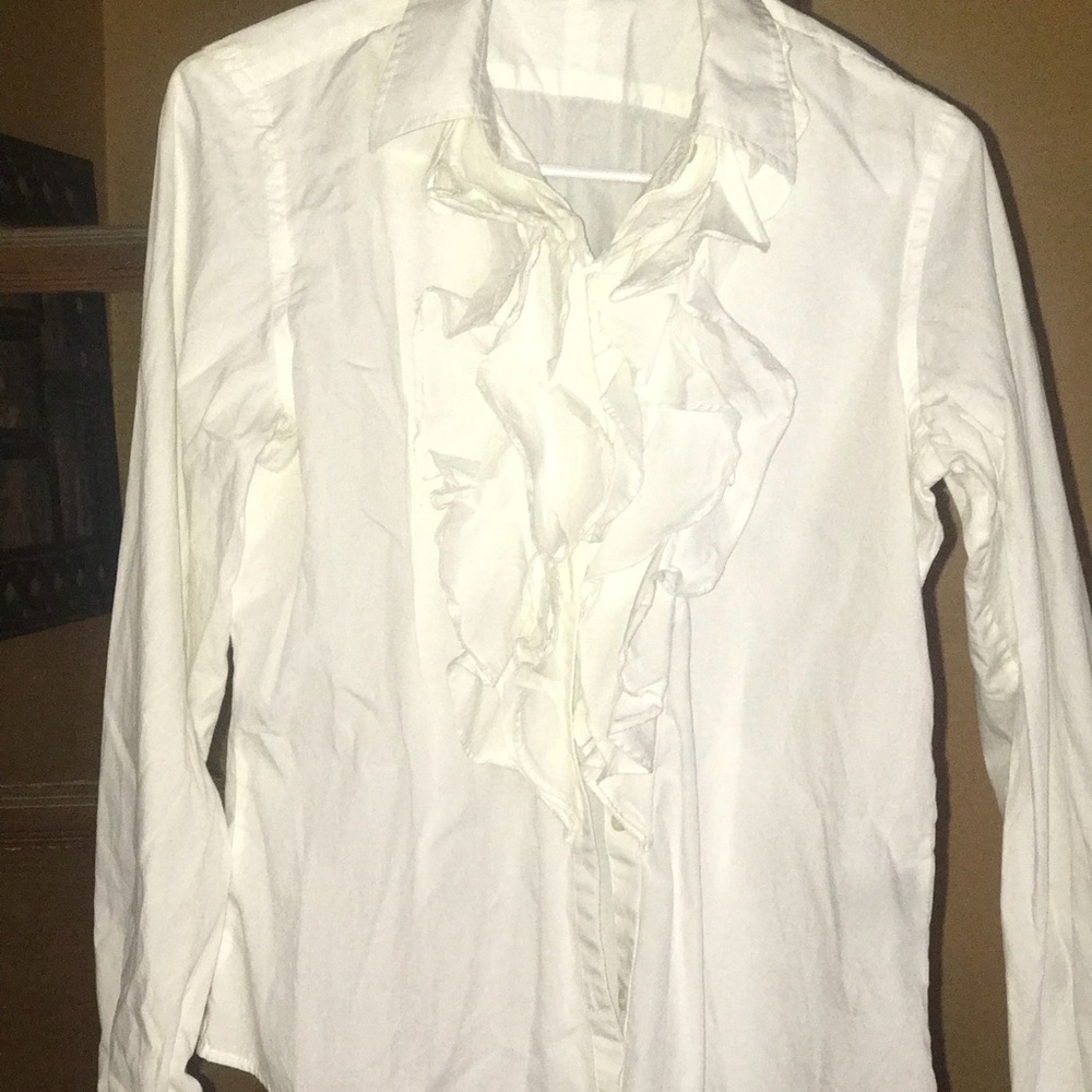 Ralph Lauren Medium Ruffle Button Down - White